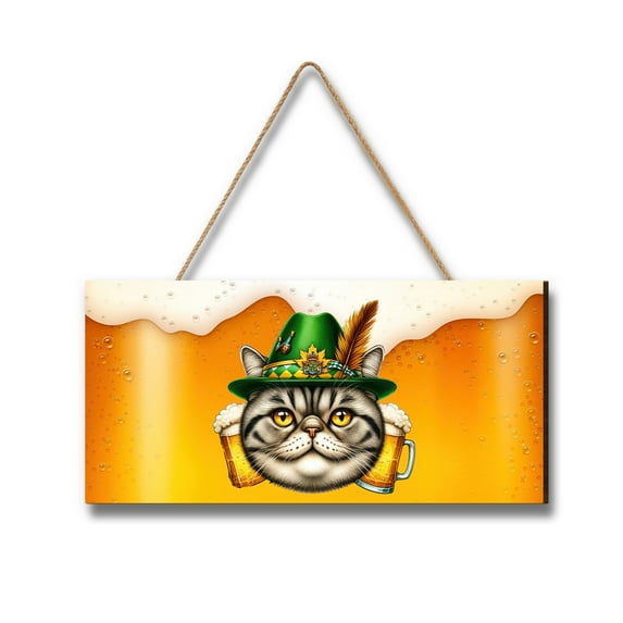 Best Exotic Shorthair Dad Proud Beer Lover Happy Oktoberfest Landscape Wood Sign Cat Lover Kitten Owner Gifts Hanging Wall Home Decor - 02016
