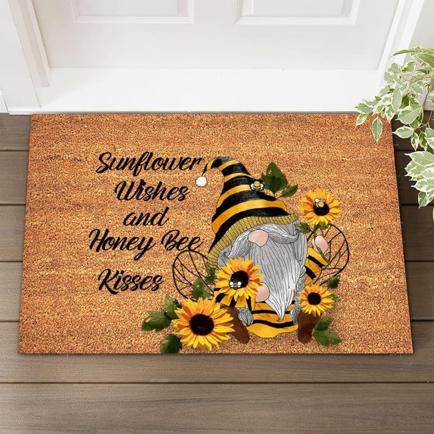 Best Farmhouse Decor Gifts Coir Mat Gnome Sunflower Wishes Honey Bee