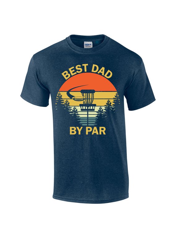 Best Father By Par Disc Golf Father's Day Golfer Birthday Short Sleeve T-shirt Graphic Tee-Heather Navy-xl
