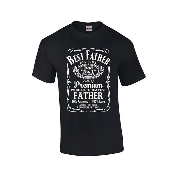 Best Father of All Time Whiskey Label Short Sleeve Men's Fathers Day T-shirt Graphic Tee-Black-6xl