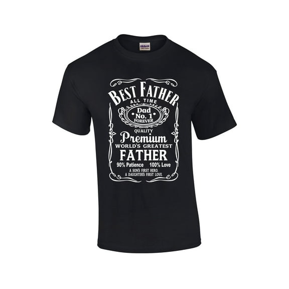 Best Father of All Time Whiskey Label Short Sleeve Men's Fathers Day T-shirt Graphic Tee-Black-small