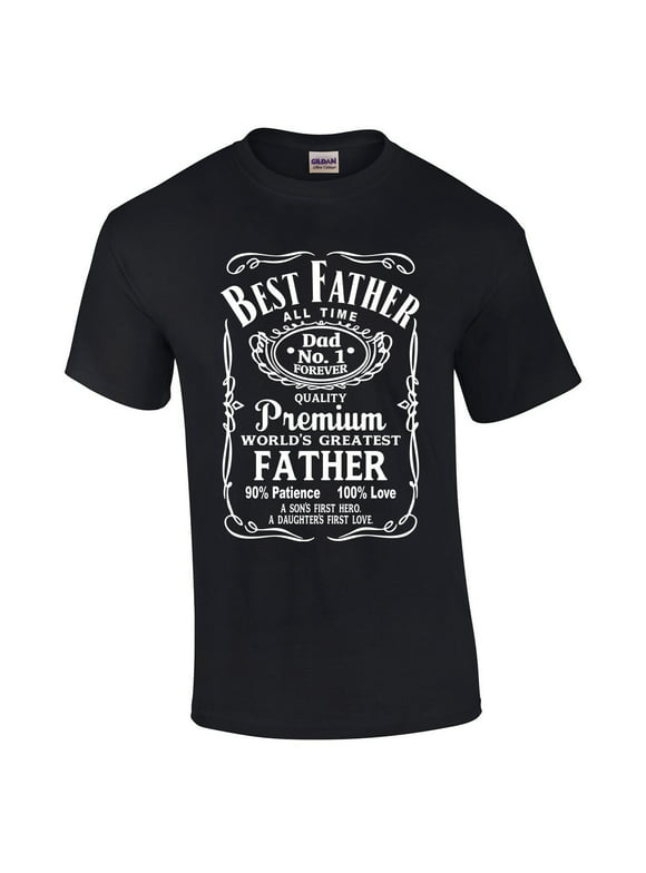 Best Father of All Time Whiskey Label Short Sleeve Men's Fathers Day T-shirt Graphic Tee-Black-small