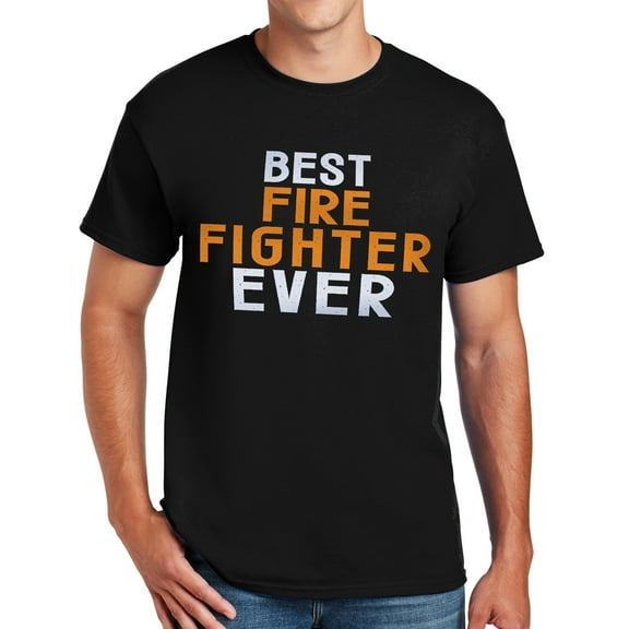 Best Firefighter Ever Graphic Design Men's Big Size Cotton Polyester DryBlend T-Shirt - Black 2XL