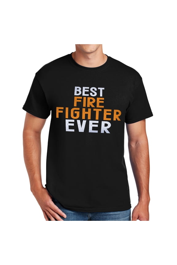 Best Firefighter Ever Graphic Design Men's Big Size Cotton Polyester DryBlend T-Shirt - Black 3XL