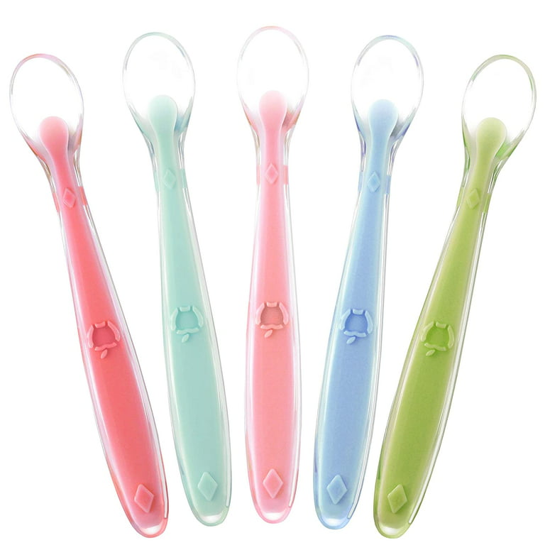 Best First Stage Baby Infant Spoons, 5-Pack, Soft Silicone Baby Spoons  Training Spoon Gift Set For Infant 