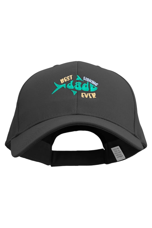Best Fishing Dad Ever Embroidered Big Size High Profile Twill Cap - Black XL-3XL