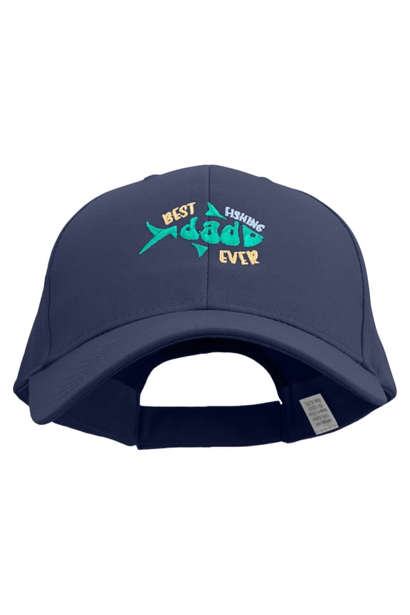 Best Fishing Dad Ever Embroidered Big Size High Profile Twill Cap - Navy XL-3XL