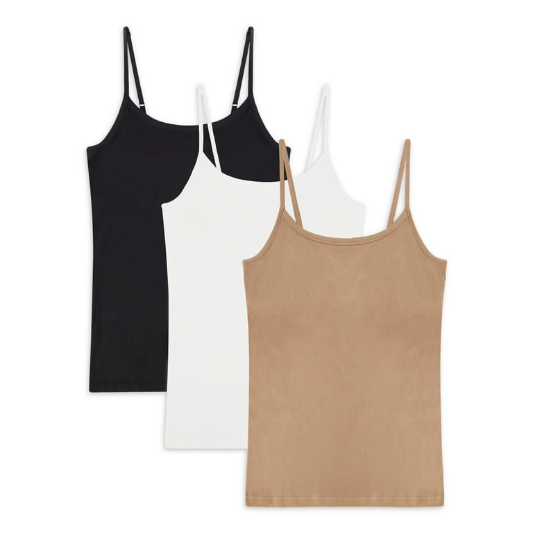 Women Ladies Plain Sleeveless Stretch Strappy Camisole Vest Cami Tank Basic  Tops