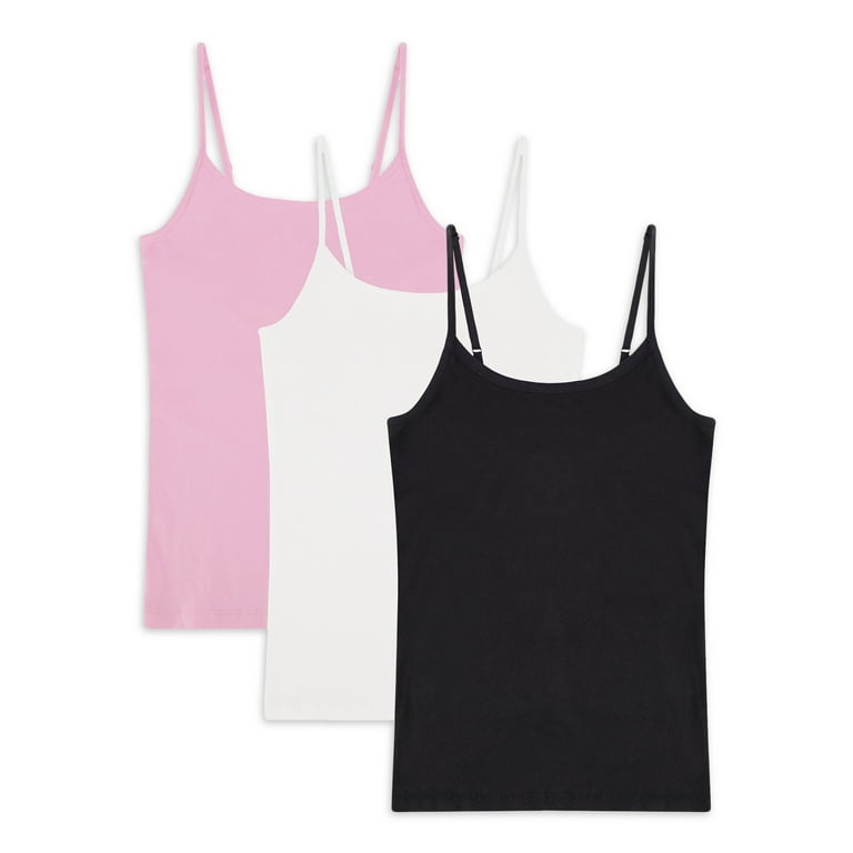Best Fitting Panty Cotton Scoop Neck Camisole Adjustable Spaghetti Strap  Tank Top, 3 Pack