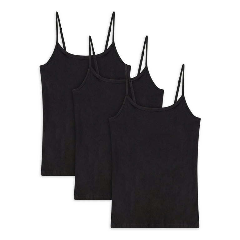 viuma Women's 2-Pack Slim-Fit Camisoles Adjustable Strap Cotton Top  Undershirt Tummy Control Black : : Fashion