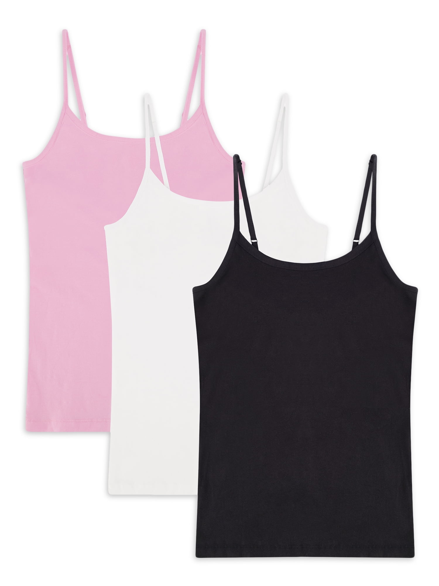 Best Fitting Panty Cotton Scoop Neck Camisole Adjustable Spaghetti Strap  Tank Top, 3 Pack