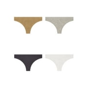 Best Fitting Panty Women's Cotton Stretch Rib Thong, 4 Pack