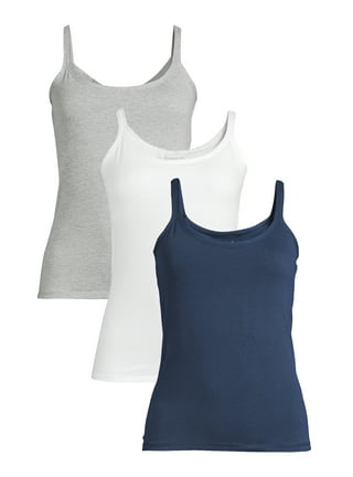 Women's Cotton Tank Top with Built-in Shelf Bra Square Neck Camisoles,  2-Pack 
