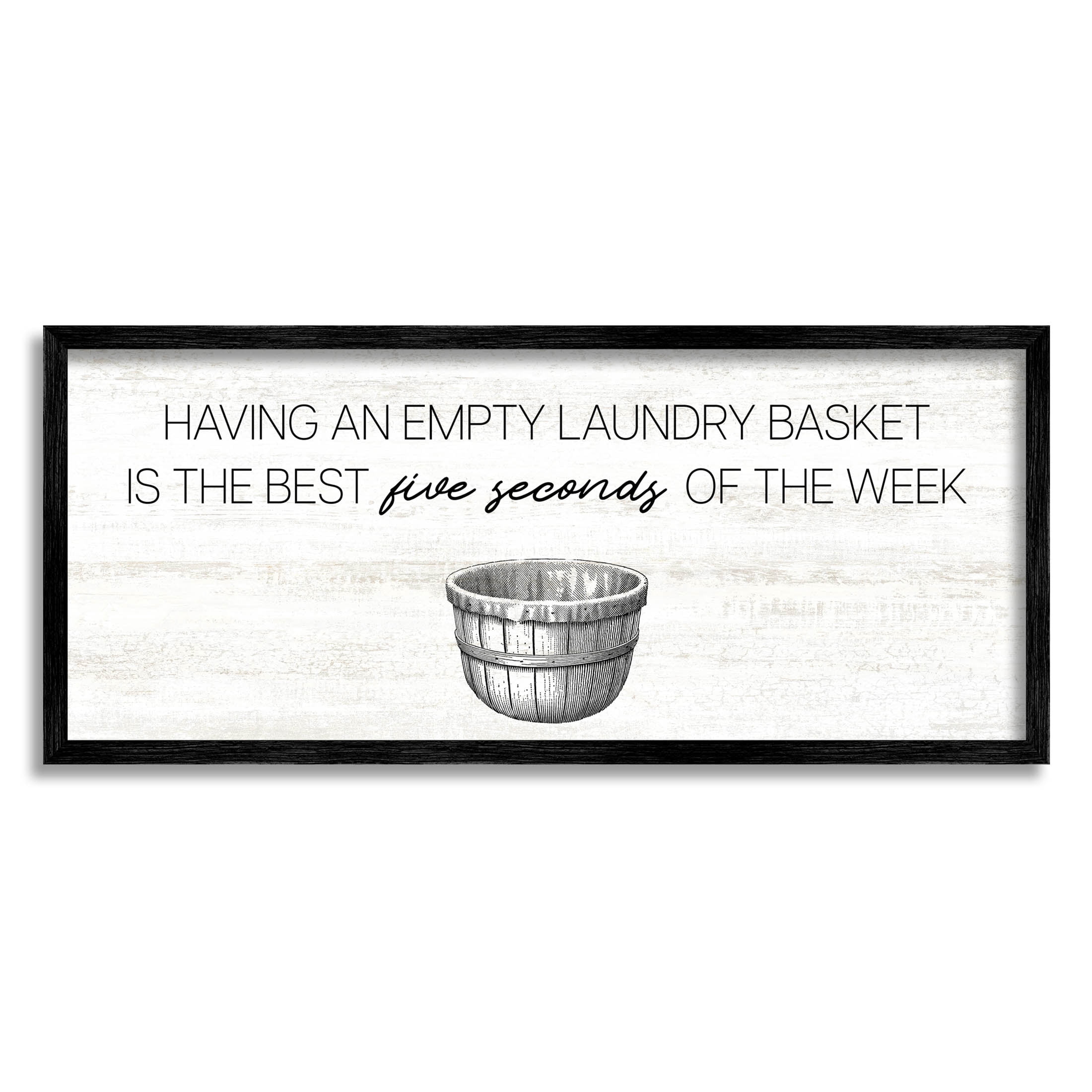 Best Five Seconds Laundry Humor Typography Graphic Art Black Framed Art Print Wall Art