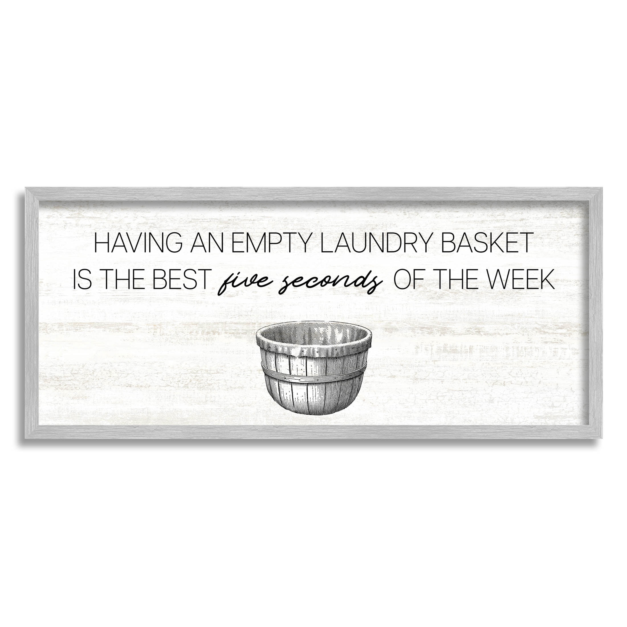 Best Five Seconds Laundry Humor Typography Graphic Art Gray Framed Art Print Wall Art