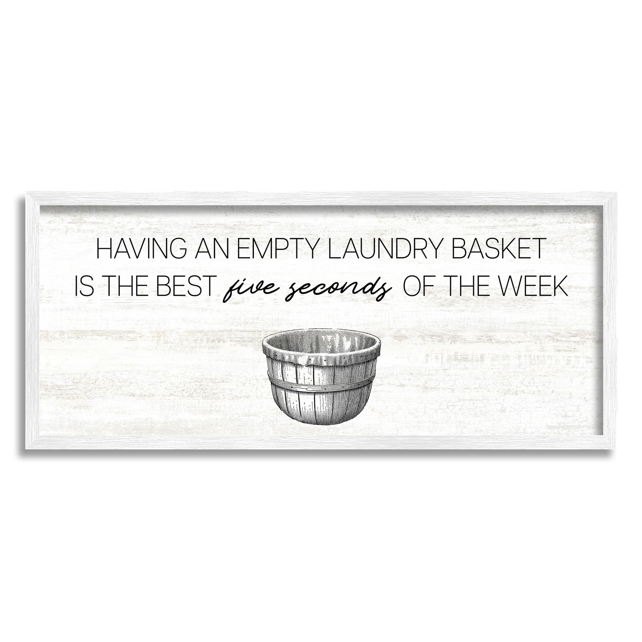 Best Five Seconds Laundry Humor Typography Graphic Art White Framed Art Print Wall Art