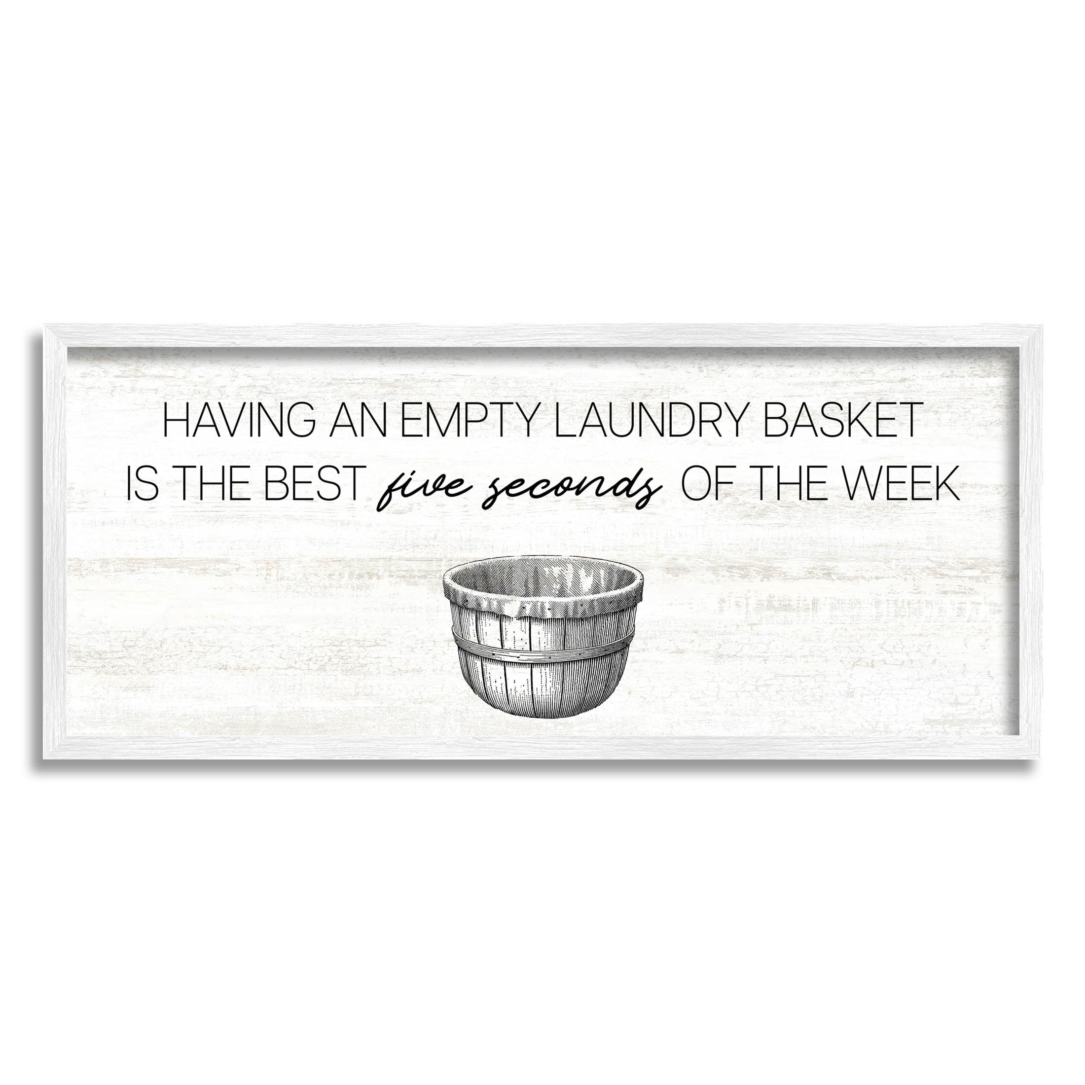 Best Five Seconds Laundry Humor Typography Graphic Art White Framed Art Print Wall Art