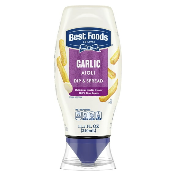 Best Foods Garlic Aioli Dip & Spread Condiments Dipping Sauce, 11.5 fl oz Squeeze Bottle