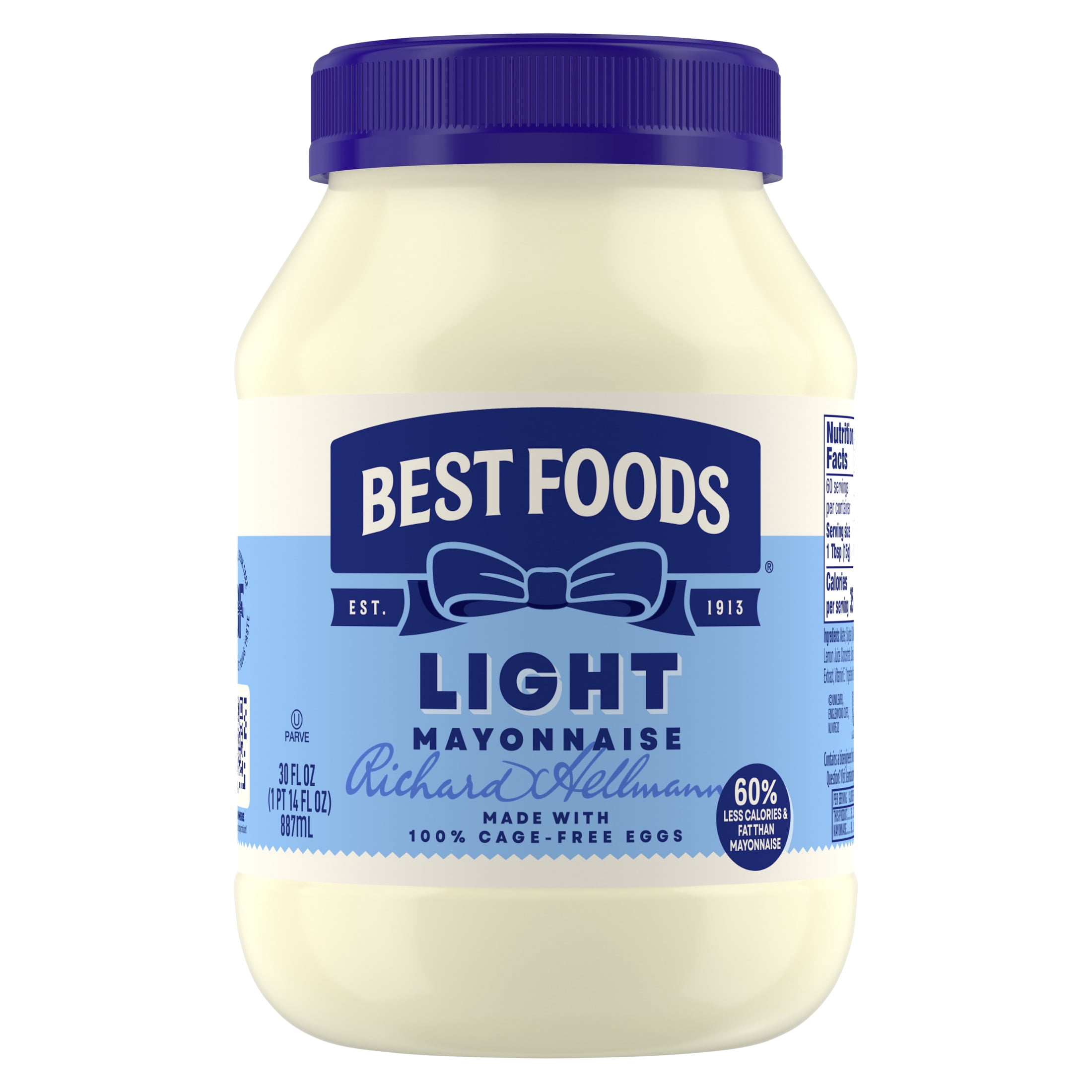 Best Foods Made with Cage Free Eggs Light Mayonnaise, 30 fl oz Jar