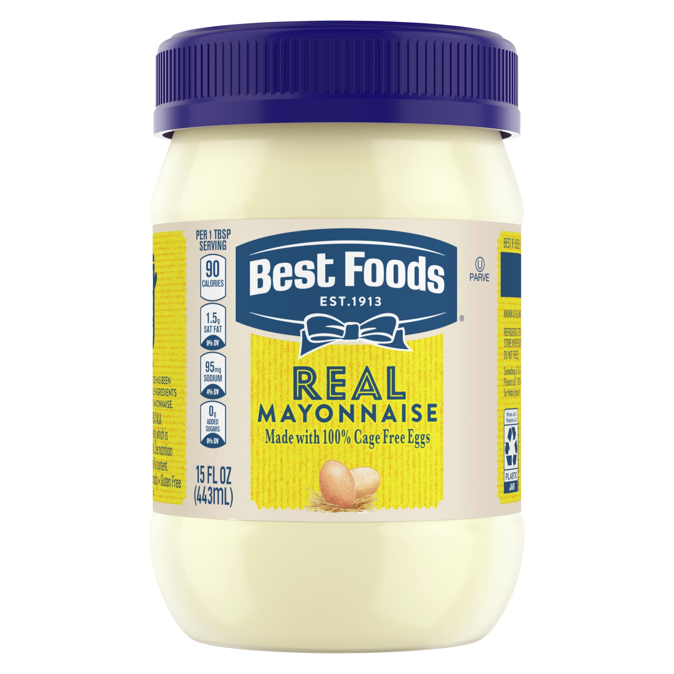 Best Foods Made with Cage Free Eggs Real Mayonnaise, Condiments, 15 fl oz Jar