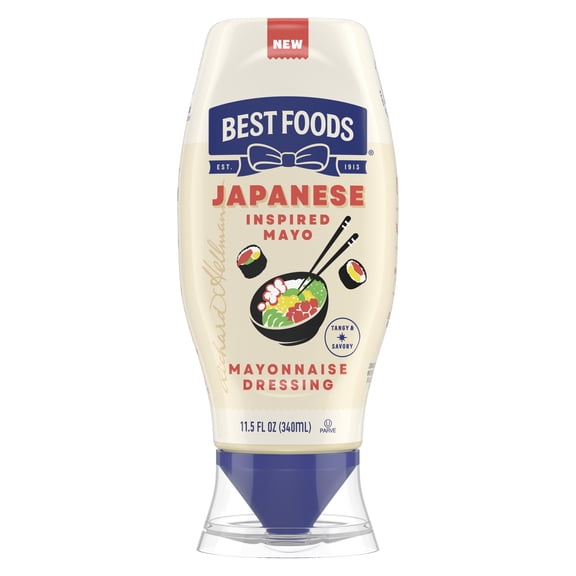 Best Foods Japanese-Inspired Tangy & Savory Mayonnaise Dressing for Sushi, Poke Bowls & More, Japanese Style Mayo with a Boost of Umami, Squeeze Bottle, 11.5 fl oz