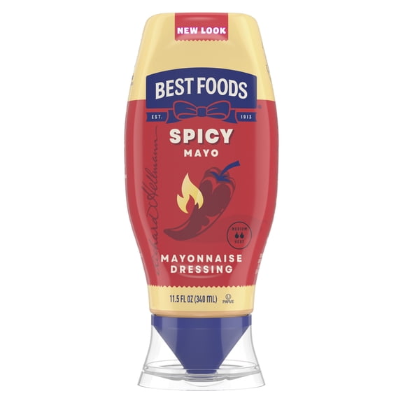 Best Foods Medium Spicy Mayonnaise Dressing Condiments Made with Real Chili Peppers, 11.5 oz Squeeze Bottle