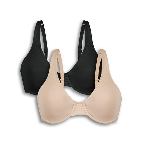 Bestform Everyday Unlined Cotton Stretch T-Shirt Bra with Underwire Support, 2 Pack 5000100P