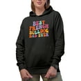 thumbnail image 1 of Best French Bulldog Dad Ever, Dog Parent Themed, Groovy Retro Wavy Text Merch Gift, Black Hooded Sweatshirt or Hoodie, Medium, 1 of 5