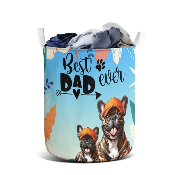 Best French Bulldog Dad Ever Happy Father's Day Foldable Laundry Basket Dog Lover Gifts Organizer Storage with Handles - 02006