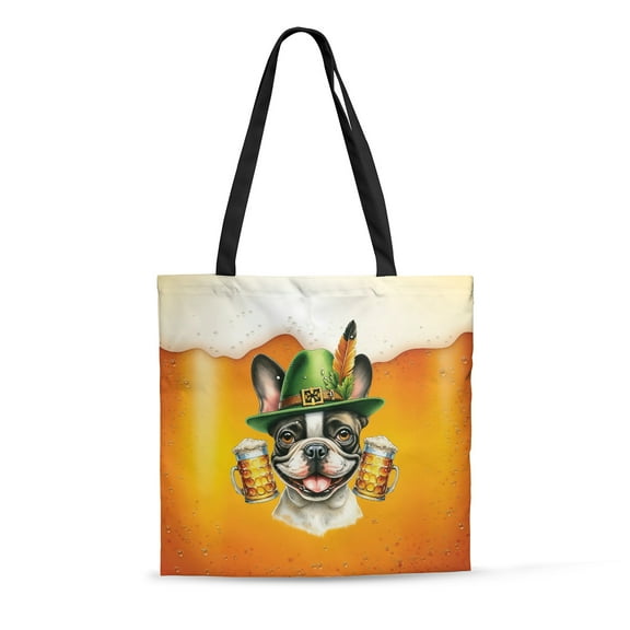 Best French Bulldog Dad Proud Beer Lover Happy Oktoberfest All Over Print 3D Canvas Tote Bag Dog Lover Gifts Reusable Handbag - 02016