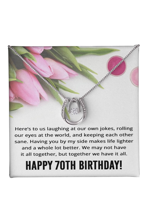 Best Friend 70th Birthday Gifts for Women Funny - 70th Birthday Necklace for Her Title: Two Tone Box