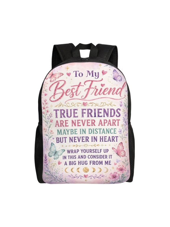 Best Friend Backpack Full Front Print Travel Laptop Bag for Men and Women