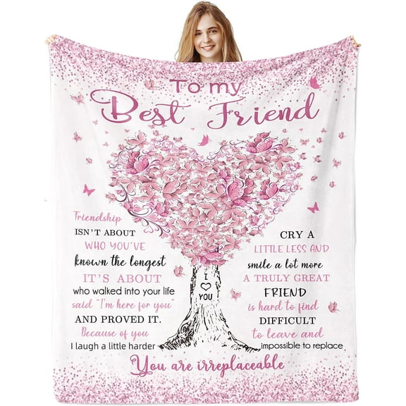 Best Friend Birthday Gifts for Women, Gifts for Best Friend Woman, Bestie BFF Soul Sister Graduation Gift Ideas for Women Blanket, Friendship Unique Gifts