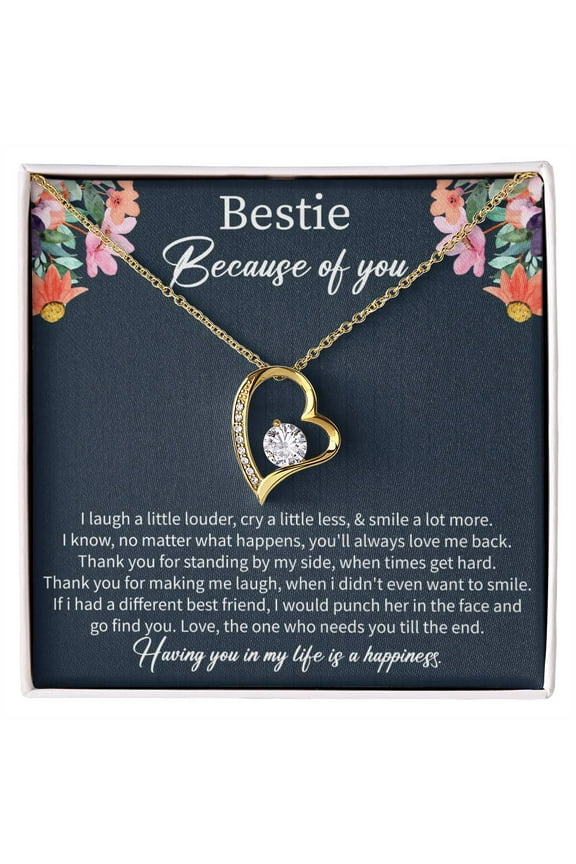 Best Friend Birthday Necklace with Message Card – Long Distance Friendship Gift for Women