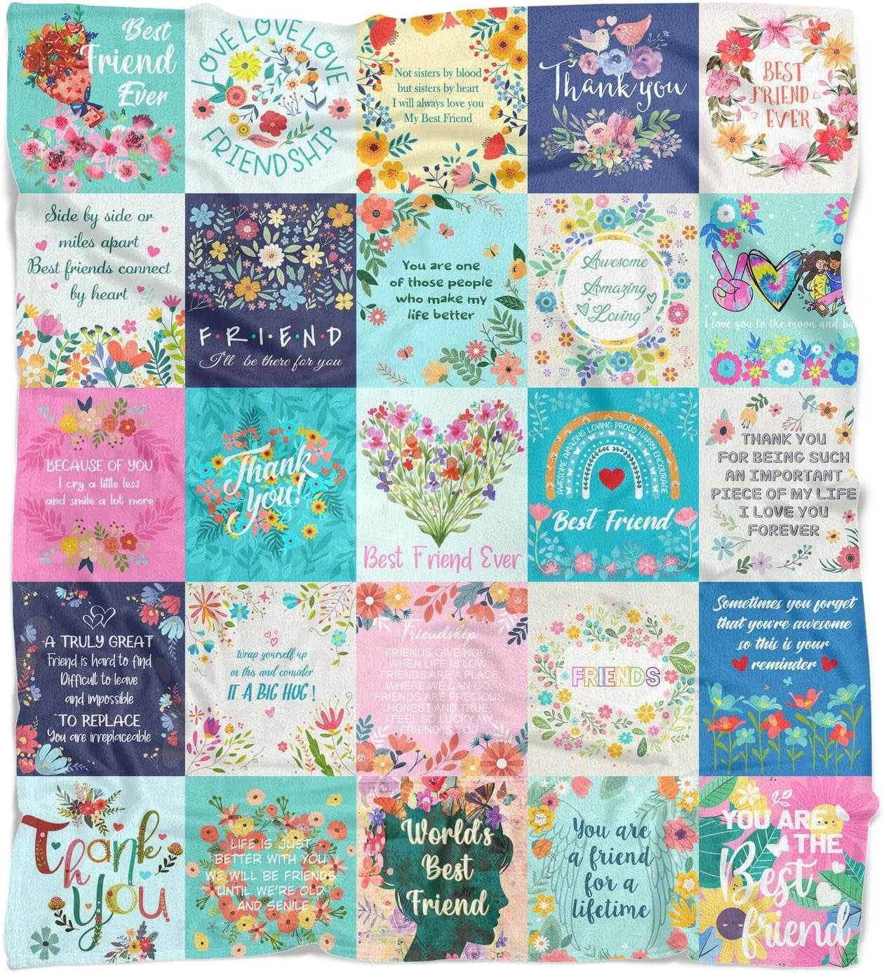 Best Friend Throw Blanket 50x60 Inches - Friendship Gift For Women, Bestie Birthday Gift, Cozy Flannel Blanket