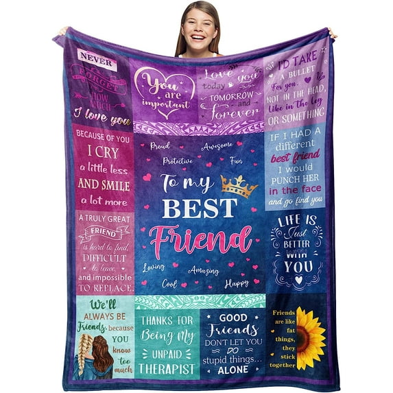 Best Friend Blanket - Best Friend Birthday Gifts for Women - Gifts for Best Friends Women - Bestie Birthday Gifts for Women Friendship Throw 50"X60" - Friendship Gifts for Women Friends