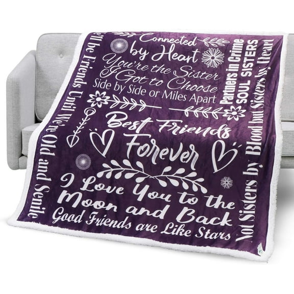 Best Friend Blanket Birthday Gifts with Loving Messages | Luxurious Friends Blanket for Best Friend Birthday Gifts for Women | Snuggly Soft Fleece Blanket 50" X 60" (Flannel Fleece, Coral Blue)