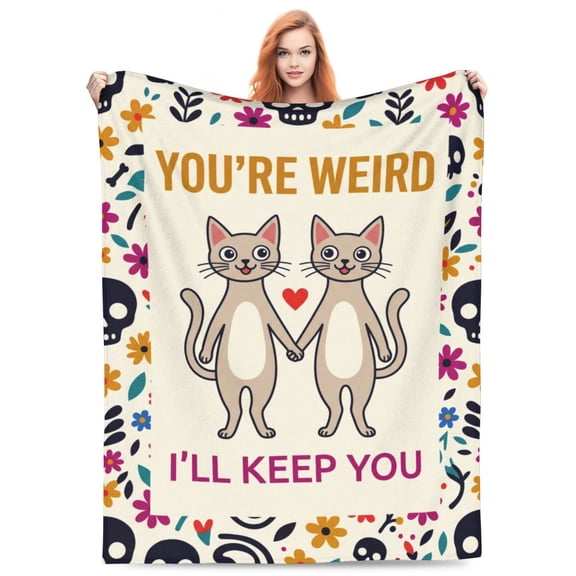 Best Friend Blanket, Friendship Throw for Women, Cat Blanket, Birthday Gift for Bestie Soul Sister 50x40