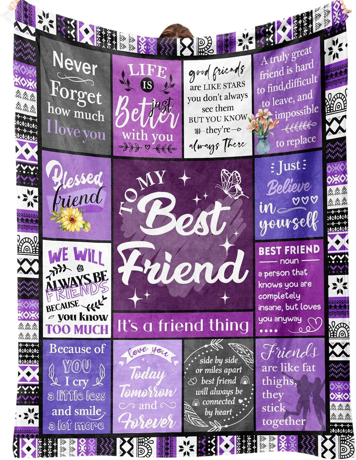 Best Friend Blanket Gifts, Best Friend Birthday Gifts for Women - Friendship Gift to My Best Friends, Bestie, Soul Sister, Long Distance Blanket Present