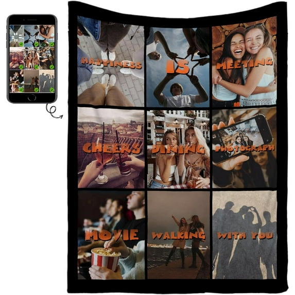 Best Friend Blanket with Photo Customized,Customizable Bestie/BFF Birthday Gift Blanket Using Your Own Photo,Personalized Picture Friends Throw Blanket for Women Soul Sisters 30x40inch Blankets