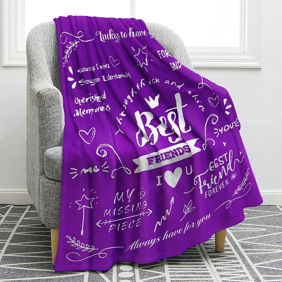 Best Friend Blanket Super Soft Throw Birthday Gifts for Women and Friendship Gifts or Teen Girls, BFF Christmas 50"x60" (Purple)