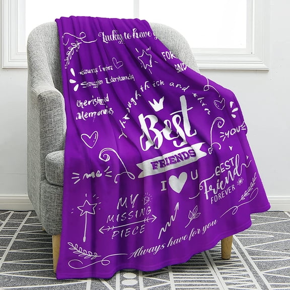 Best Friend Blanket Super Soft Throw Birthday Gifts for Women and Friendship Gifts or Teen Girls, BFF Christmas 50"x60" (Purple)