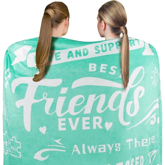 Best Friend Blanket Teal Birthday Gifts for Women Blanket Personalized Blankets BFF Bestie Long Distance Gifts Unique Flannel Fleece Throws Bed Blanket 60"x50"