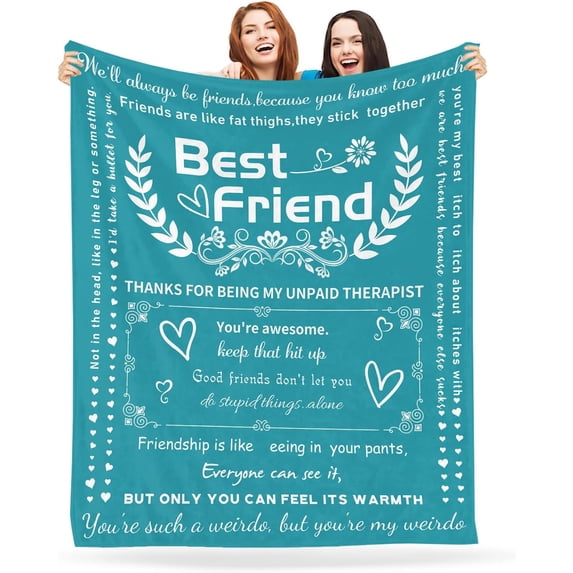 Best Friend Blanket Thoughtful Funny Friends Blanket, Best Friend Birthday Gifts for Women Female Funny Gifts for Best Friend Soft Fleece Blanket 50" X 60"