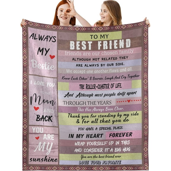 Best Friend Blanket, for Women, Best Friend Birthday Gifts for Women, Friendship Gifts for Women Friends, Throw Blankets for Bed Sofa Couch Travel (Pink, 50x60)