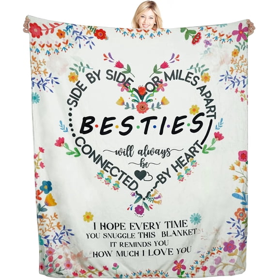 Best Friend Blanket for Women, Soft Cozy Bestie Blanket Gift for BFF, Birthday Gift Idea for Best Friends, 50"x60" Throw Blanket