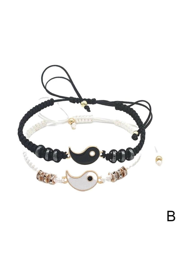Best Friend Bracelets Matching Yin Yang Adjustable Woven Bracelet Cord NEW R4W1