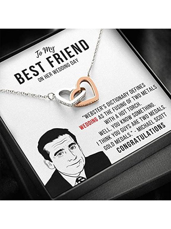 Best Friend Cheer Up Gifts, To My Best Friend Necklace, Interlocking Hearts Necklace, Custom Portrait Illustration, Customizable Gifts For Best Friend Female, Bestie, BFF Congratulations