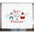 thumbnail image 1 of Best Friend Curtains 2 Panels Set, Let's Be Friends Lettering Cute Creative Dancing Illustration, Window Drapes for Living Room Bedroom, 108"W X 63"L,Deep Sky Blue and Vermilion, by Ambesonne, 1 of 3