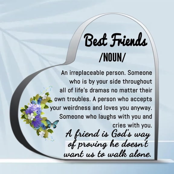 Best Friend Definition 6"X6"Inch Unique Acrylic Heart Shaped Plaque, Desk Decoration for Christmas Wedding, Best Ever Gift